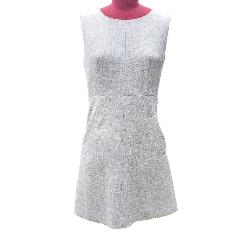 Diane Von Furstenberg Dress 6 Gray A Line Crew Neck Sleeveless Short